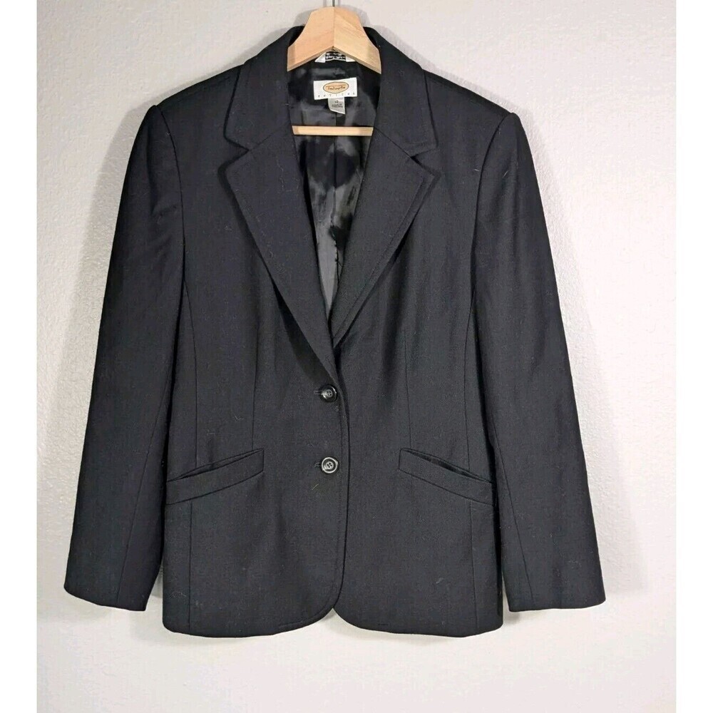 Talbots Black Wool Blend 2 Button Blazer Dress 10 Petite